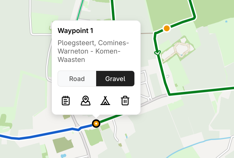 maps.bike mix surfaces in a single route